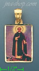 14K Gold Saint Francis of Assisi Picture Charm Pendant - Click Image to Close