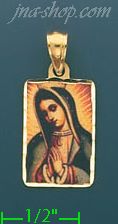 14K Gold Virgin of Guadalupe Picture Charm Pendant - Click Image to Close