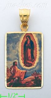 14K Gold Virgin of Guadalupe Juan Diego Picture Charm Pendant - Click Image to Close