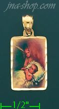 14K Gold Guardian Angel Picture Charm Pendant - Click Image to Close