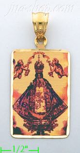 14K Gold Virgin of San Juan Picture Charm Pendant - Click Image to Close