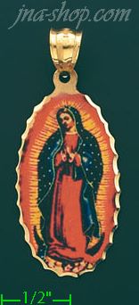 14K Gold Virgin of Guadalupe Picture Charm Pendant - Click Image to Close