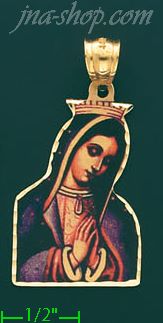 14K Gold Virgin of Guadalupe Picture Charm Pendant - Click Image to Close