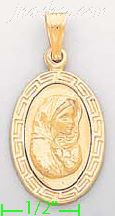 14K Gold Virgin Italian Charm Pendant - Click Image to Close