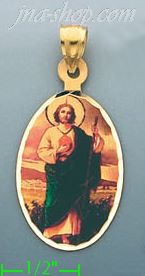 14K Gold Saint Jude Picture Charm Pendant - Click Image to Close