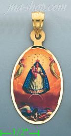 14K Gold Virgin of San Juan Picture Charm Pendant - Click Image to Close