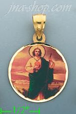 14K Gold Saint Jude Picture Charm Pendant - Click Image to Close