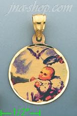 14K Gold Baptism Picture Charm Pendant - Click Image to Close