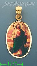 14K Gold Saint Jude Picture Charm Pendant - Click Image to Close