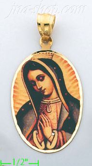 14K Gold Virgin of Guadalupe Picture Charm Pendant - Click Image to Close