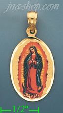 14K Gold Virgin of Guadalupe Picture Charm Pendant - Click Image to Close