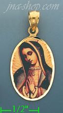 14K Gold Virgin of Guadalupe Picture Charm Pendant - Click Image to Close