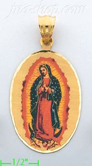 14K Gold Virgin of Guadalupe Picture Charm Pendant - Click Image to Close