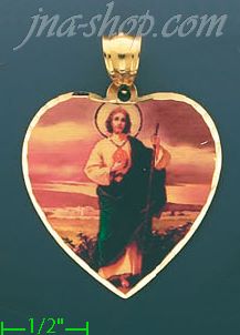 14K Gold Saint Jude Picture Charm Pendant - Click Image to Close