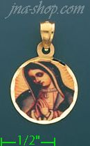 14K Gold Virgin of Guadalupe Picture Charm Pendant - Click Image to Close