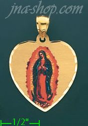 14K Gold Virgin of Guadalupe Picture Charm Pendant - Click Image to Close