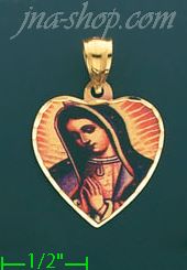 14K Gold Virgin of Guadalupe Picture Charm Pendant - Click Image to Close