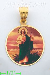 14K Gold Saint Jude Picture Charm Pendant - Click Image to Close