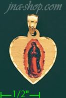 14K Gold Virgin of Guadalupe Picture Charm Pendant - Click Image to Close