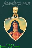 14K Gold Immaculate Heart of Mary Picture Charm Pendant - Click Image to Close