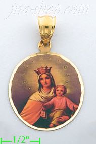 14K Gold Madonna & Child Picture Charm Pendant - Click Image to Close