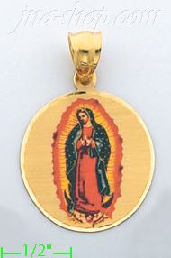 14K Gold Virgin of Guadalupe Picture Charm Pendant - Click Image to Close