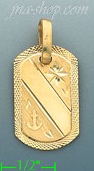 14K Gold Dia-Cut Engravable Tag Stamp & Charm Pendant - Click Image to Close