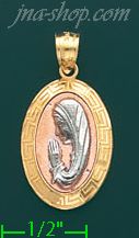 14K Gold Virgin Mary Stamp & Charm Pendant - Click Image to Close