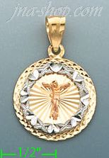 14K Gold Crucifix 3Color Stamp Charm Pendant - Click Image to Close