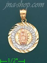 14K Gold Our Lady of Guadalupe 3Color Stamp Charm Pendant - Click Image to Close