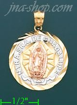 14K Gold Our Lady of Guadalupe 3Color Stamp Charm Pendant - Click Image to Close