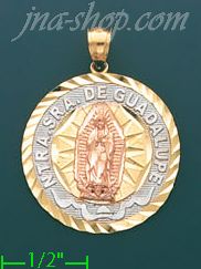 14K Gold Our Lady of Guadalupe 3Color Stamp Charm Pendant - Click Image to Close