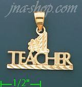 14K Gold #1 Teacher Charm Pendant - Click Image to Close