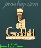 14K Gold #1 Godchild Charm Pendant - Click Image to Close