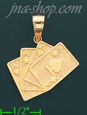 14K Gold Playing Cards Four Aces Charm Pendant - Click Image to Close