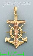 14K Gold Anchor Crucifix Charm Pendant - Click Image to Close