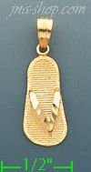 14K Gold Sandal Charm Pendant - Click Image to Close