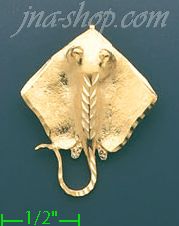 14K Gold Stingray Charm Pendant - Click Image to Close