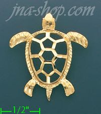 14K Gold Sea Turtle Charm Pendant - Click Image to Close