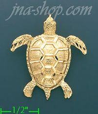 14K Gold Sea Turtle Charm Pendant - Click Image to Close