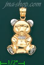 14K Gold Teddy/Plush Bear Charm Pendant - Click Image to Close