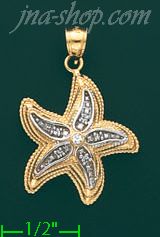 14K Gold Starfish Sea Star Charm Pendant - Click Image to Close