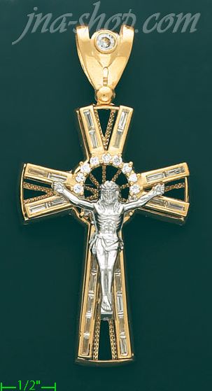 14K Gold Cross Crucifix Religious Charm Pendant - Click Image to Close