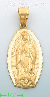 14K Gold Virgin of Guadalupe Religious Charm Pendant - Click Image to Close