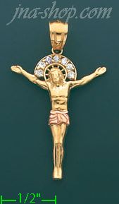 14K Gold Crucifix Religious Charm Pendant - Click Image to Close