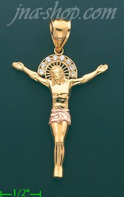 14K Gold Crucifix Religious Charm Pendant - Click Image to Close