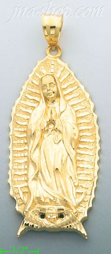 14K Gold Virgin of Guadalupe Religious Charm Pendant - Click Image to Close