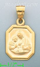 14K Gold Baptism Stamped Charm Pendant - Click Image to Close