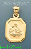 14K Gold Baptism Stamped Charm Pendant - Click Image to Close