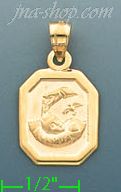 14K Gold Baptism Stamped Charm Pendant - Click Image to Close